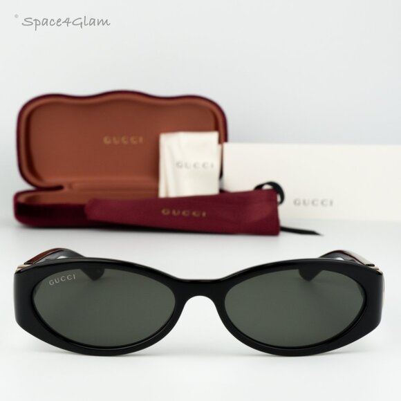 Gucci Women Sunglasses Black Grey Oval GG1660S 001 BRAND NEW main image 7